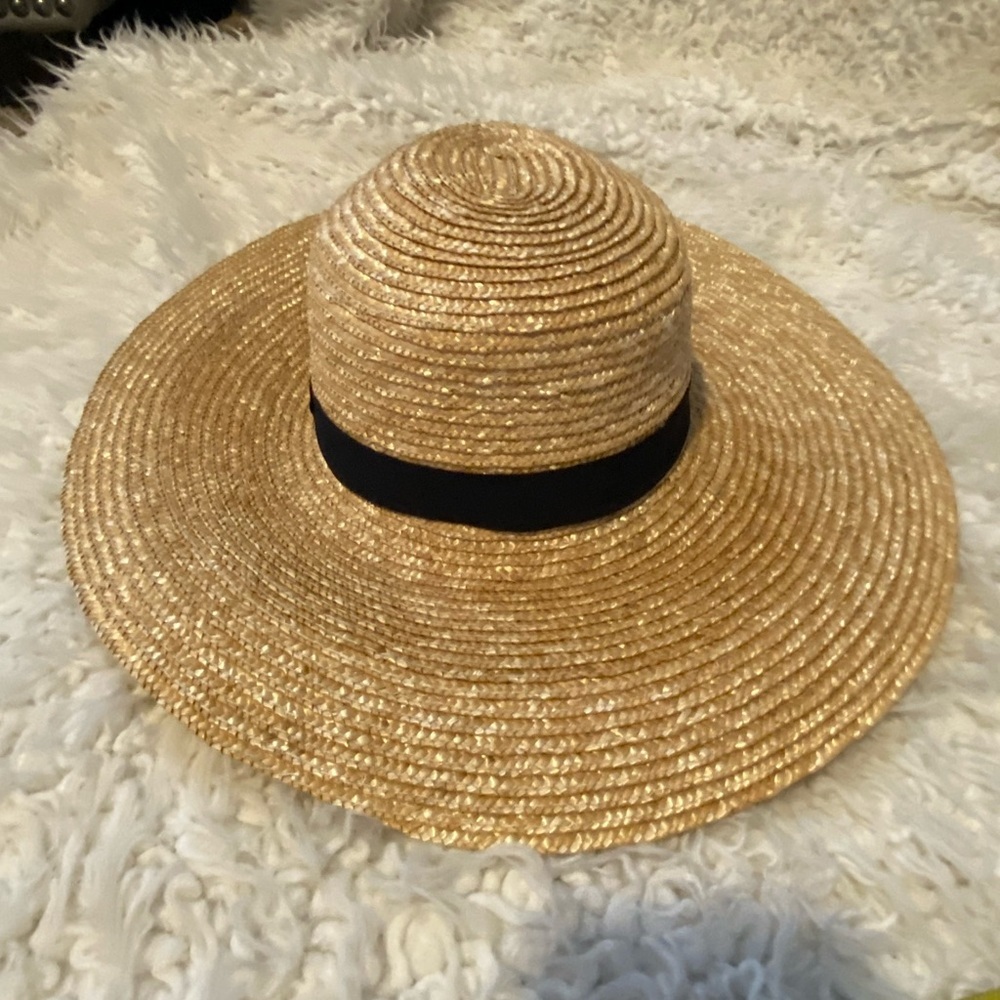 NATURAL GRASS STRAW BOATER SUN HAT farmhouse decor